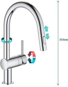 Plautuvės maišytuvas Grohe Minta, ištraukiama žarna, chromuotas