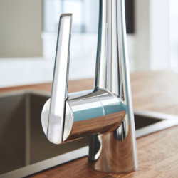 Plautuvės maišytuvas Grohe Zedra, chromuotas, ištraukiama žarna