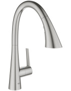 Plautuvės maišytuvas Grohe Zedra, plienas, ištraukiama žarna