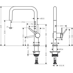 Plautuvės maišytuvas Hansgrohe Talis M54 U220, juodas matinis