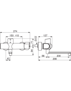 Plautuvės maišytuvas Oras Clinica 5672U, chromas, iš sienos