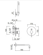 Vonios maišytuvas Giulini Futuro 6503, su dušo komplektu