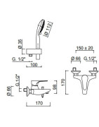 Vonios maišytuvas Giulini Lady 6401, su dušo komplektu