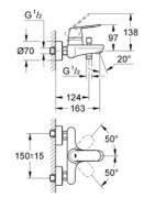 Vonios/dušo maišytuvas Grohe Eurosmart Cosmopolitan