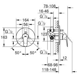 Potinkinis dušo/vonios maišytuvas Grohe BauEdge, chromas