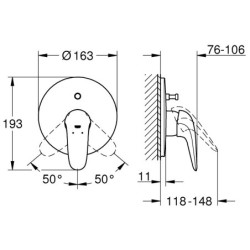 Potinkinio vonios maišytuvo dekoratyvinė dalis Grohe Eurostyle
