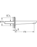 Potinkinis vonios snapas Grohe Lineare, 170 mm
