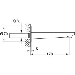 Potinkinis vonios snapas Grohe Lineare, 170 mm
