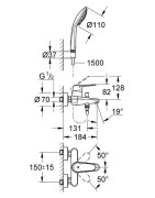 Vonios/dušo maišytuvas Grohe Eurodisc Cosmopolitan, chromuotas