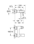 Vonios/dušo maišytuvas Grohe Eurocube, chromuotas