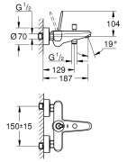 Vonios/dušo maišytuvas Grohe Eurodisc Joy, chromas