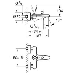 Vonios/dušo maišytuvas Grohe Eurodisc Joy, chromas