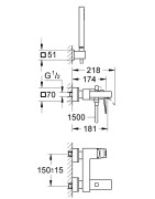 Vonios/dušo maišytuvas Grohe Eurocube, chromuotas