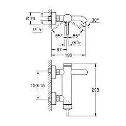 Vonios maišytuvas Grohe Essence, "brushed hard graphite" spalvos