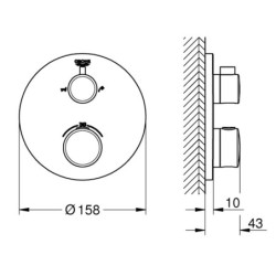 Vonios maišytuvo dekoratyvinė dalis Grohe Grohtherm, chromuota