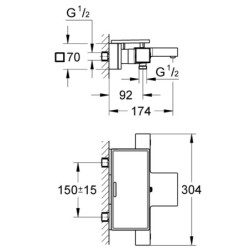Termostatinis dušo/vonios maišytuvas Grohe Grohtherm Cube