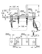 Vonios maišytuvas Grohe Essence, chromuotas, 4 dalių