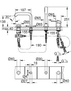 Vonios maišytuvas Grohe Essence, 4 dalių, brushed cool sunrise