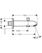 Vonios snapas Hansgrohe 152 mm, sieninis, su diverteriu