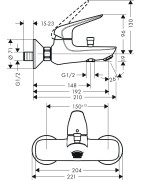 Vonios maišytuvas Hansgrohe Novus, chromuotas