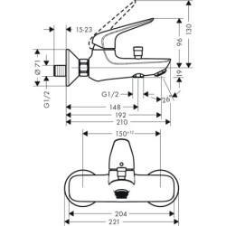 Vonios maišytuvas Hansgrohe Novus, chromuotas
