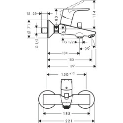 Vonios maišytuvas Hansgrohe Focus, chromuotas, su diverteriu