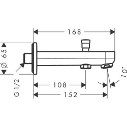 Vonios snapas Hansgrohe Metris S, 152 mm, su diverteriu
