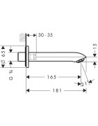Vonios snapas Hansgrohe Metris, 165 mm, sieninis