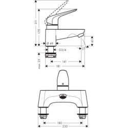 Vonios maišytuvas Hansgrohe Novus, chromuotas