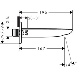 Vonios snapas Hansgrohe PuraVida, 196 mm, chromuotas