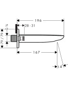 Vonios snapas Hansgrohe PuraVida, 196 mm, baltos/chromo spalvos