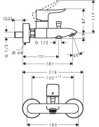Vonios maišytuvas Hansgrohe Metris, chromuotas