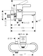 Vonios maišytuvas Hansgrohe Metris S, chromuotas