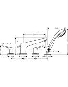 Vonios maišytuvas Hansgrohe Focus, chromuotas, 4 dalių
