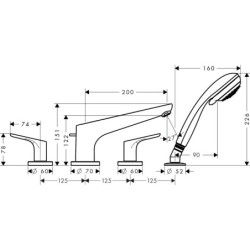 Vonios maišytuvas Hansgrohe Focus, chromuotas, 4 dalių