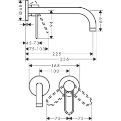 Vonios maišytuvas Hansgrohe AXOR Uno, chromuotas