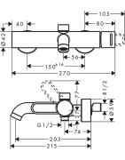 Vonios maišytuvas Hansgrohe Axor Uno Loop, chromas