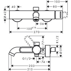 Vonios maišytuvas Hansgrohe Axor Uno Loop, chromas