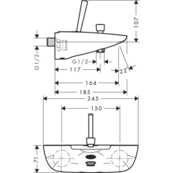 Vonios maišytuvas Hansgrohe PuraVida, baltos/chromo spalvos