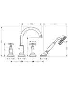Vonios maišytuvas Hansgrohe Axor Montreux, 4 dalių