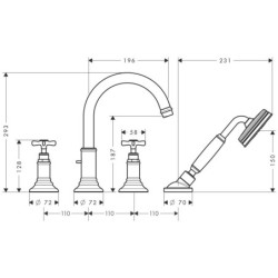 Vonios maišytuvas Hansgrohe Axor Montreux, 4 dalių
