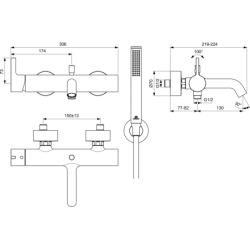 Vonios maišytuvas Ideal Standard Joy, su dušo komplektu