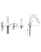 Vonios/dušo maišytuvas Roca Loft, 4 dalių, chromuotas
