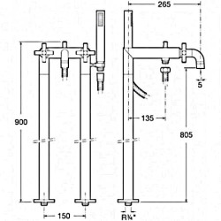 Vonios maišytuvas Roca Loft, su dušo komplektu