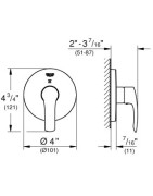 Dekoratyvinė dalis Grohe Eurosmart, 3 taškų, dušo maišytuvui