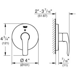 Dekoratyvinė dalis Grohe Eurosmart, 3 taškų, dušo maišytuvui