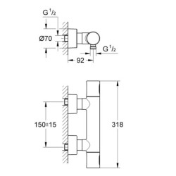 Dušo maišytuvas Grohe Grohtherm 3000 Cosmopolitan, chromuotas
