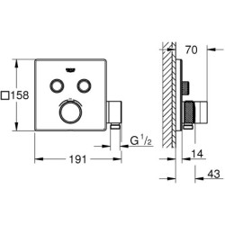 Potinkinis dušo maišytuvas Grohe SmartControl, chromuotas