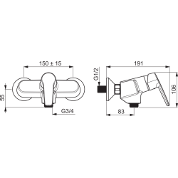 Dušo maišytuvas Oras Saga, chromuotas