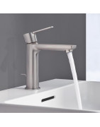 Praustuvo maišytuvas Grohe Lineare S, plienas, su dugno vožtuvu